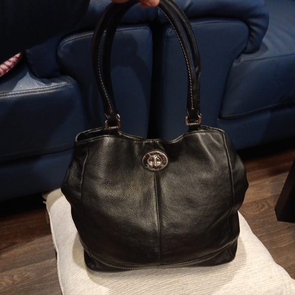 Coach Black Leather Handbag Purse No. F 23281 - Picture 1 of 8